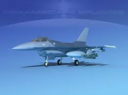 Gen Dyn F-16A Falcon Unmarked 3D model