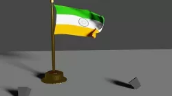 Golden Indian flag  with sound and animation Low-poly 3D model