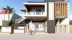 House with garden parking and swimming pool 3D model