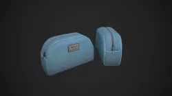 Light Blue Makeup Bag - Cosmetics Bag Low-poly 3D model
