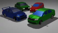 low-poly sedan car set Low-poly 3D model