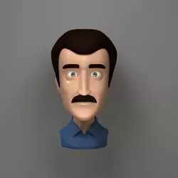 male Cartoon Face Low-poly 3D model