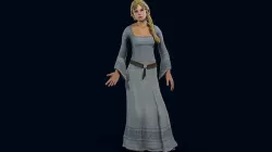 Medieval female Low-poly 3D model