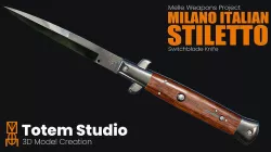 Milano Italian Stiletto Knives Switchblade Low-poly 3D model
