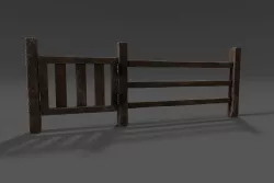 Modular Split Rail Fence for Environment Design with gate 3D model