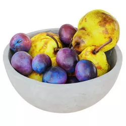 Pears And Plums In Decorative Round Vase 3D model