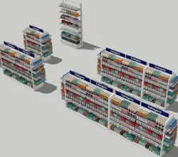 Pharmacy Gondola and Wall Unit with Products display 3D model