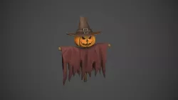 Pumpkin Scarecrow Low-poly 3D model