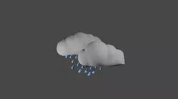 Rainy clouds Low-poly 3D model