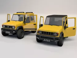 Rigged 3 Off road SUV car models  Low-poly 3D model