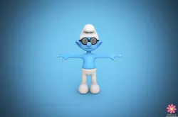 Rigged Brainy Smurf  Low-poly 3D model