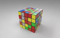 Rubik Cube 5x5 Scrambled and Unscrambled versions - 3D Printable Low-poly 3D model