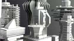 Sci-Fi Kitbash Low-poly 13 buildings Low-poly 3D model