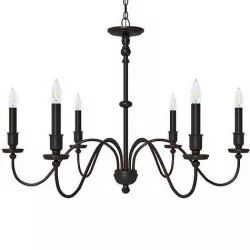 Six Light Chandelier in Matte Black 3D model