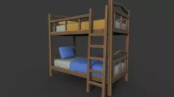 Stylized GameReady Bed Low-poly 3D model