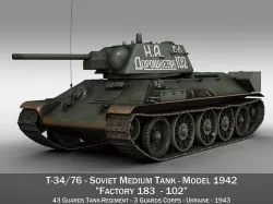 T-34-76 - Model 1942 - Soviet medium tank - 102 3D model