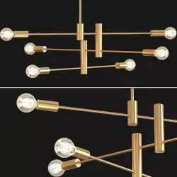 Three Tier Brushed Bronze Metal Ceiling Fixture Low-poly 3D model
