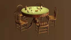 Western Poker Table Low-poly 3D model
