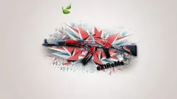 3D model Ak47 gun with british flag 3D model