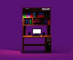 3D Voxel Study Desk And Isometric Sprites 3D model