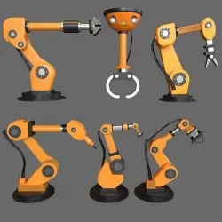 6 Stylized Rigged Robot Arms Pack Low-poly 3D model