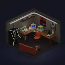 80 s haker room Low-poly 3D model