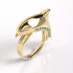 Anillo delfin con piedras Dolphin ring with stones 3D model
