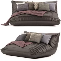 Bean Bag Square Seat with cushions and blanket 3D model
