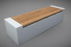 Bench -6- Wood on Concrete Block 2 Low-poly 3D model