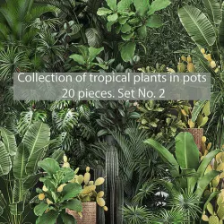 Collection of potted plants for the interior of 20 pieces set 2 3D model