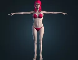 Cute Asian Sexy Nude Brunette Girl in Bikini Dress Low-poly 3D model