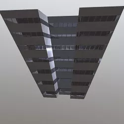 Dystopian Block Building Low-poly 3D model