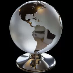 Earth globe table figurine made of metal and glass 3D model