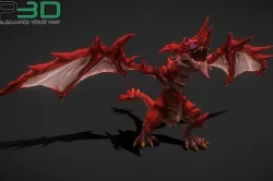 Fantasy RPG Fire Dragon Low-poly 3D model