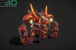 Fantasy RPG Fire Meka Low-poly 3D model