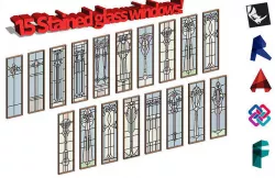 Floral Stained Glass Window pack  Low-poly 3D model