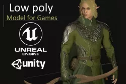 Game low poly 3D model Light Elf Low-poly 3D model