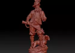 Hunter with dog sculpture 3D model