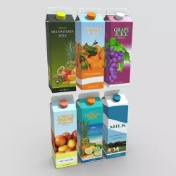 Juice Carton Pack Low-poly 3D model