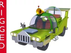 Low-Poly Car Homer Simpson 3D Blender Rigged Cartoon 3D model