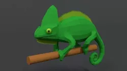 Low Poly Cartoon Chameleon Low-poly 3D model