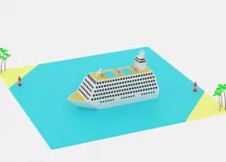 Lowpoly Cartoon Cruise Ship Low-poly 3D model