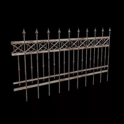 Metal Picket Fence Low-poly 3D model