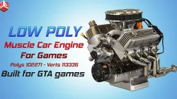 Muscle Car Engine - V8 Muscle Engine Three Low-poly 3D model