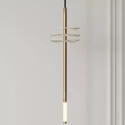 Needle Pendant Light in Porcelain and Brass 3D model