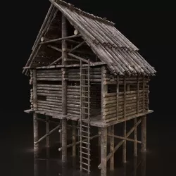 NEXT GEN AAA Forest Wooden Watchtower House Scouttower Log Cabin Low-poly 3D model