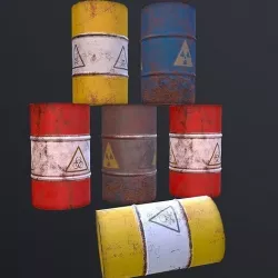 Old Oil Barrel Metal Barrels Drum Barrel  Low-poly 3D model Low-poly 3D model