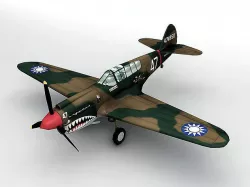 P-40E Warhawk Aircraft LOW Low-poly 3D model