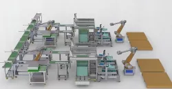 Pcb board loading package stacking conveyor line 3D model