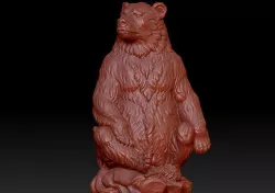 Photorealistic brown bear sculpture 3D model